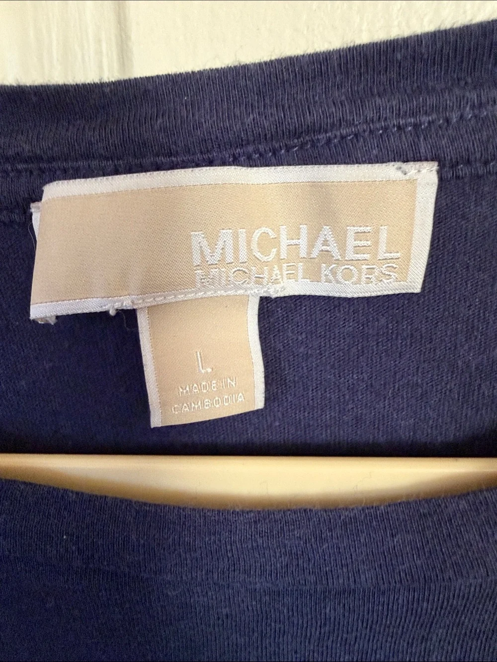 Michael Kors Navy Long-Sleeve Lace-Up Shoulder Top